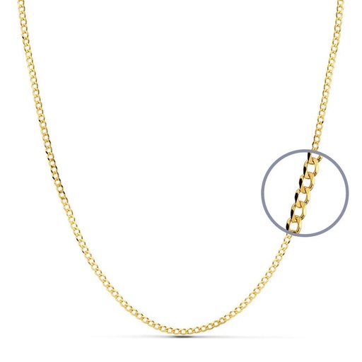 [P24003250] 18K CADENA ORO AMARILLO BARBADA MACIZA 50 CM ANCHO 2 MM