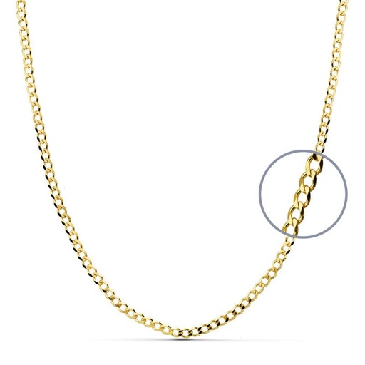 [P24003360] 18K CADENA ORO AMARILLO BARBADA MACIZA 60CM ANCHO 2.75 MM