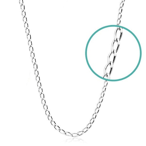 [P24004140] 18K CADENA MACIZA ORO BLANCO BILBAO 1 MM 40 CM