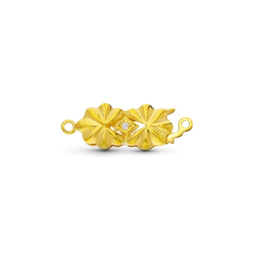 [P2454] 18K FORNITURA BROCHE DE COLLAR ORO AMARILLO FLORES 16X8 MM