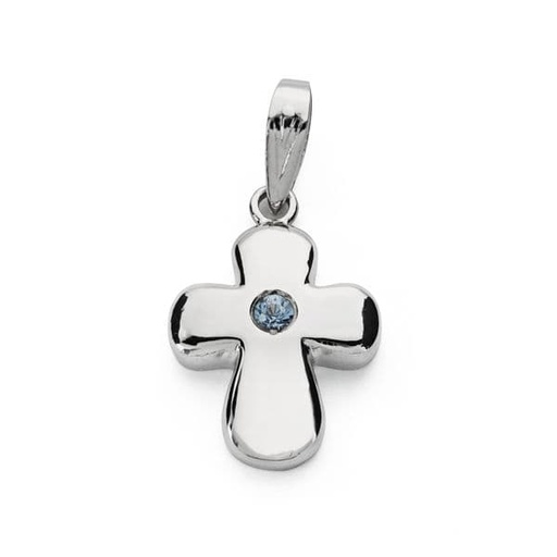 [P2474] 18K CRUZ ORO BLANCO CIRCONITA 21X14 MM