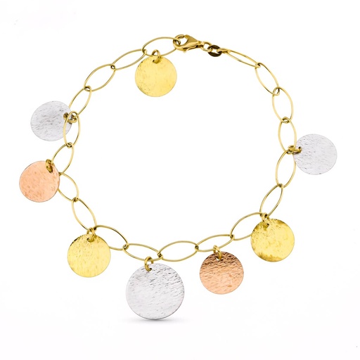 [P25000001] 18K PULSERA TRICOLOR CHAPITAS