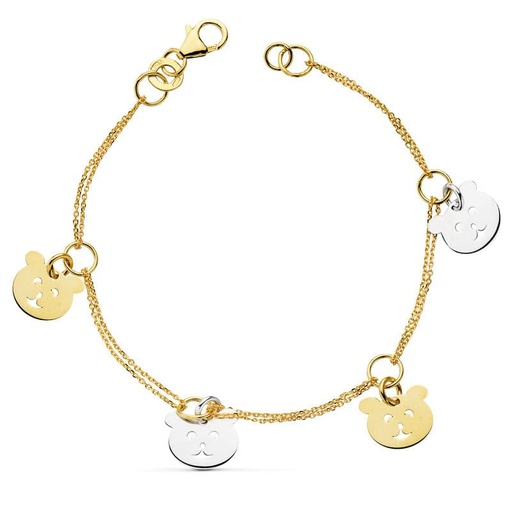 [P25000013] 18K PULSERA BICOLOR OSO S 19.5 CM