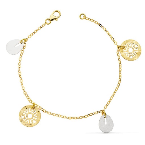 [P25000019] 18K PULSERA BICOLOR FETICHES 19CM 3.50 GR
