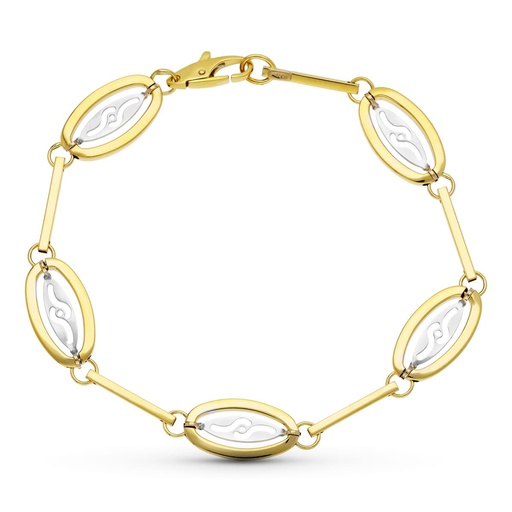 [P25000038] 18K PULSERA ORO BICOLOR MOTIVOS