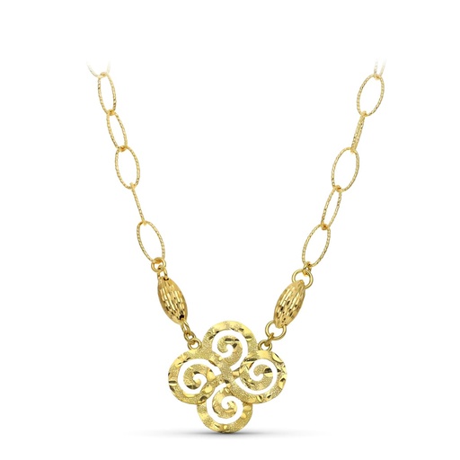 [P25000060] 18K GARGANTILLA ORO AMARILLO MOTIVO TRISQUEL Y ESLABONES