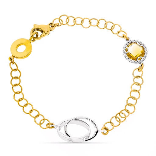 [P25000063] 18K PULSERA ORO BICOLOR ESLABONES ANCHO 10 MM LARGO 19 CM