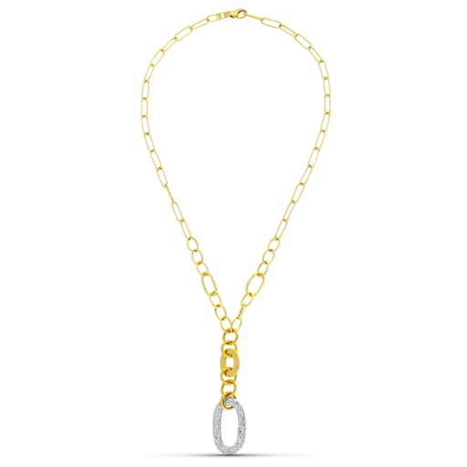 [P25000078] 18K GARGANTILLA ORO BICOLOR MOTIVOS Y CIRCONITAS