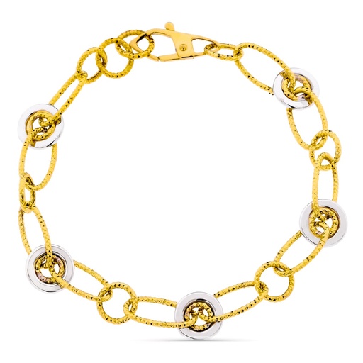 [P25000080] 18K PULSERA ORO BICOLOR 18K ESLABONES