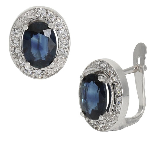 [P1247] Pendientes oro blanco 18 kt zafiros finos