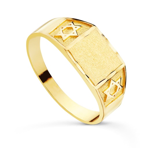 [P25000107] 18K SELLO ORO AMARILLO CADETE MACIZO ESTRELLA DAVID ANCHO 9X7.5 MM