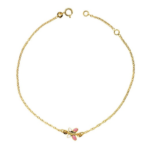 [P25000116] 18K PULSERA MARIPOSA ESMALTE 18CM 1.20CM