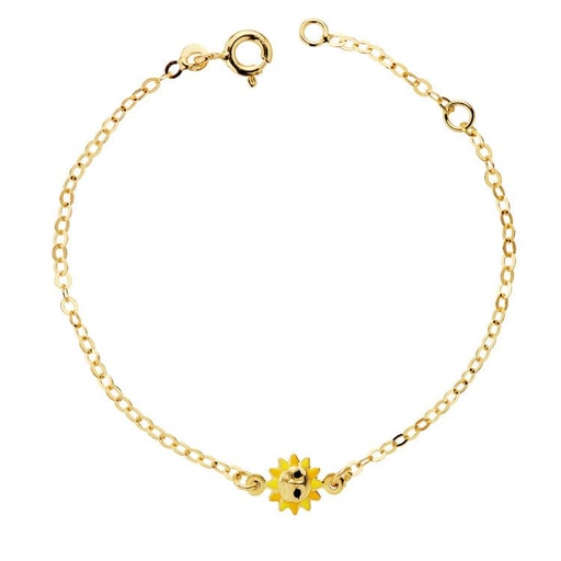 [P25000118] 18K PULSERA NIÑA SOL ESMALTE 14.5CM