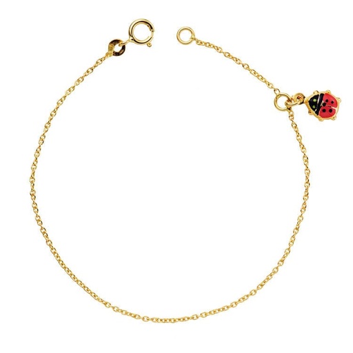 [P25000121] 18K PULSERA NIÑA MARIQUITA ESMALTE 14CM