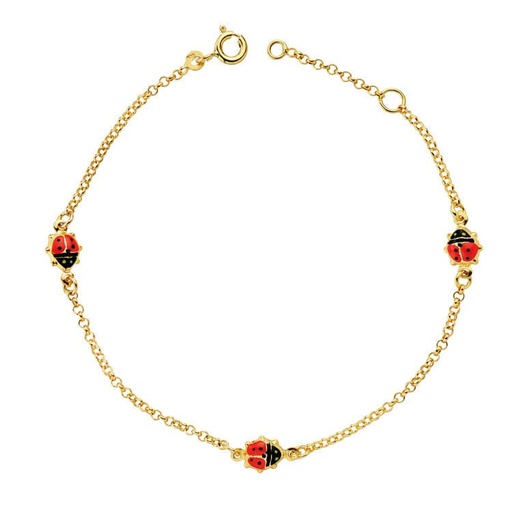 [P25000122] 18K PULSERA MARIQUITAS ESMALTE 17.5CM