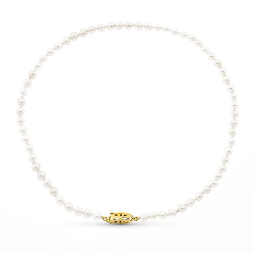 [P2562] 18K COLLAR PERLA CULTIVADA BROCHE TIMON ORO AMARILLO 40 CM