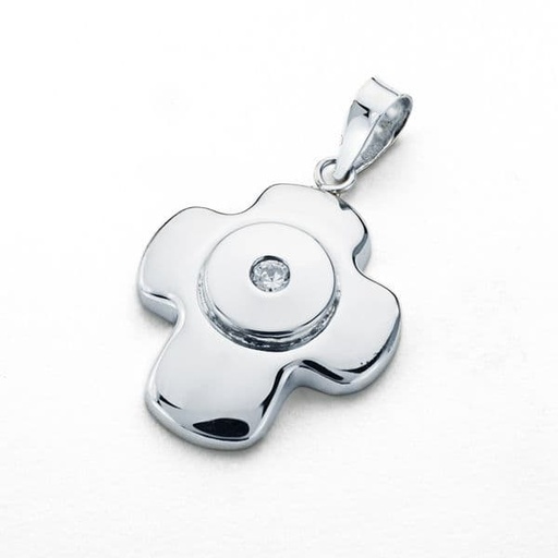 [P2566] 18K CRUZ ORO BLANCO CIRCONITA 21X16 MM