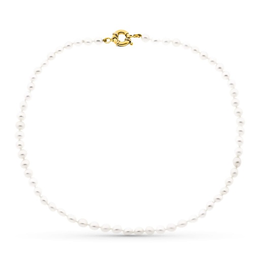 [P2571] 18K COLLAR PERLA CULTIVADA CIERRE ORO AMARILLO TIMON 40CM