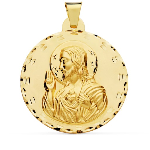[P26000242] 18K MEDALLA CRISTO SAGRADO CORAZON DE JESUS 42 MM