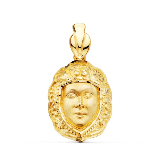 [P26000303] 18K COLGANTE ORO AMARILLO ROSTRO VIRGEN DEL ROCIO  26 X 18 MM