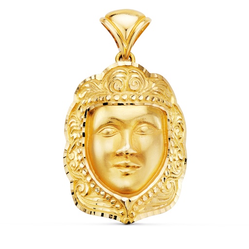 [P26000304] 18K COLGANTE ORO AMARILLO ROSTRO VIRGEN DEL ROCIO  35X25 MM