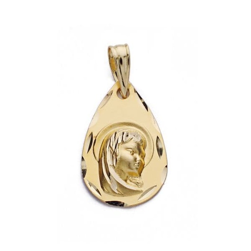 [P26000324] 18K MEDALLA VIRGEN NIÑA GOTA 19x12 MM
