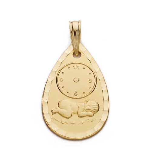[P26000349] 18K MEDALLA NIÑO RELOJ 22X14 MM
