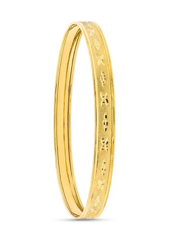 [P26000444] 18K PULSERA ARO TALLADO LABRADO Y MATIZADO