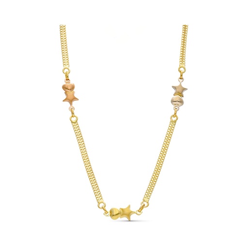 [P26000445] 18K GARGANTILLA ORO TRICOLOR MALLA Y ESTRELLAS