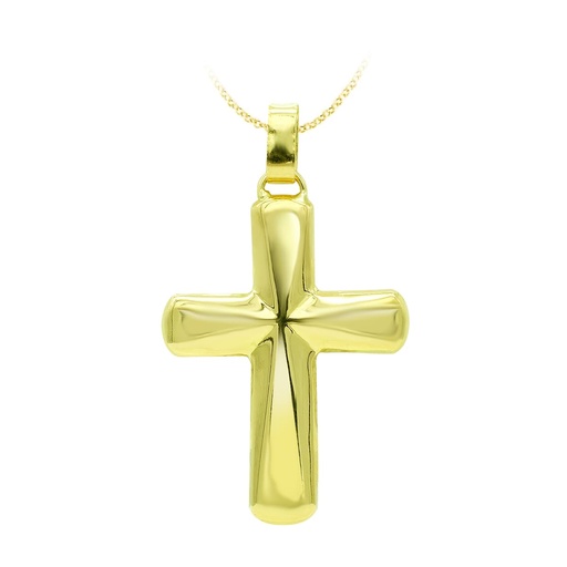[P26000455] 18K CRUZ ORO AMARILLO HUECA LISA 37X26 MM