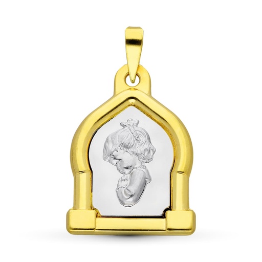 [P26000478] 18K MEDALLA ORO BICOLOR VIRGEN NIÑA 24X17 MM