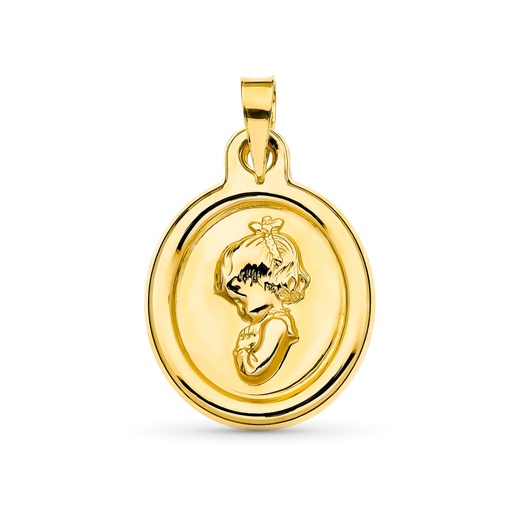 [P26000479] 18K MEDALLA ORO AMARILLO VIRGEN NIÑA 22X16 MM