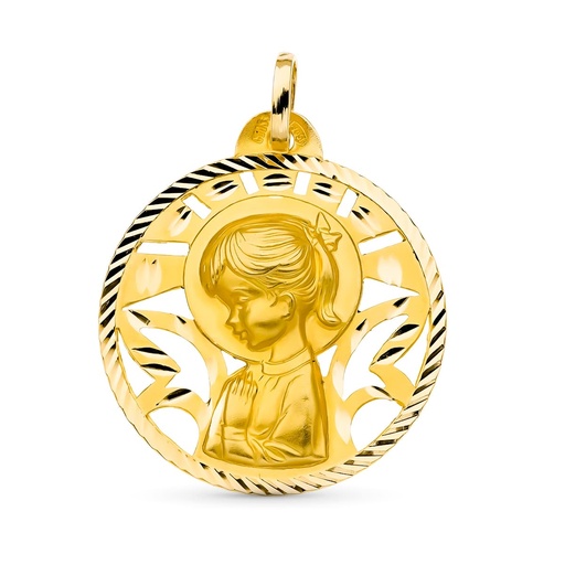 [P26000700] 18K MEDALLA ORO AMARILLO VIRGEN NIÑA 26 MM