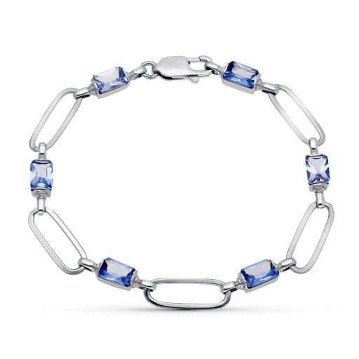 [P26000748] 18K PULSERA ORO BLANCO PIEDRAS 19.5 CM