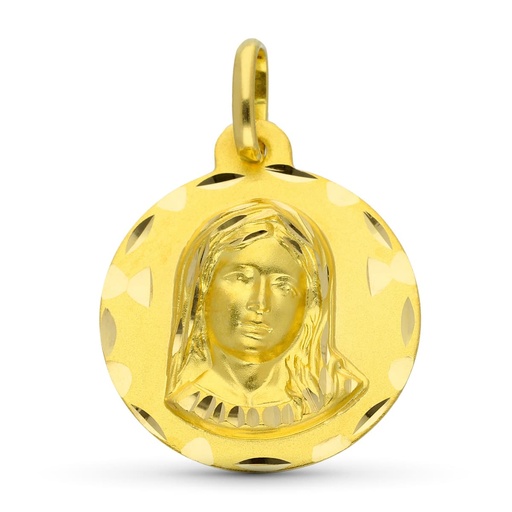 [P26000761] 18K MEDALLA ORO AMARILLO VIRGEN NIÑA TALLADA 18 MM