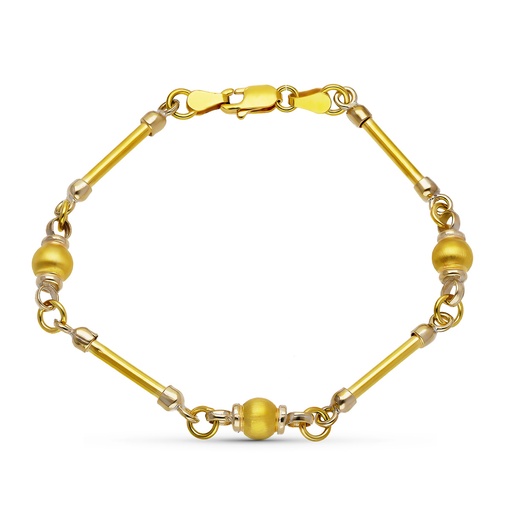 [P26000880] 18K PULSERA ORO AMARILLO BARRA Y BOLAS