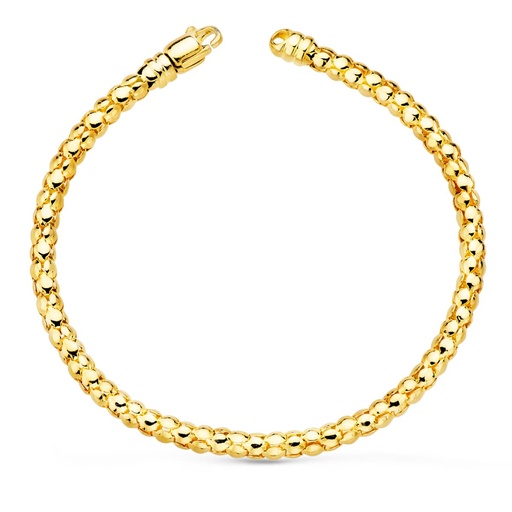 [P26000886] 18K PULSERA ORO AMARILLO COREANA HUECA ANCHO 4 MM LARGO 20 CM