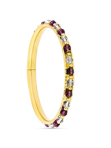 [P26000950] 18K PULSERA RIGIDA CON PIEDRAS ROJA Y BLANCA