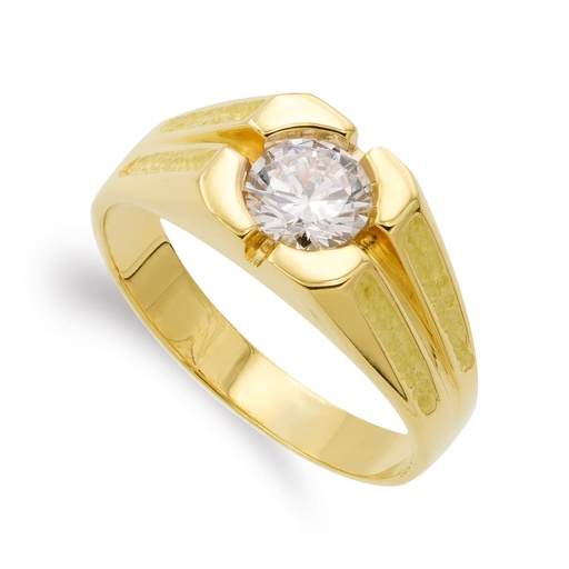 [P26000962] 18K SOLITARIO ORO AMARILLO MACIZO CON CIRCONITA 9 MM CUERPO 4 MM