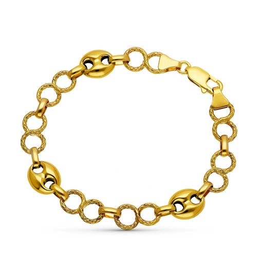 [P26001128] 18K PULSERA ORO AMARILLO BARCO Y ESLABONES