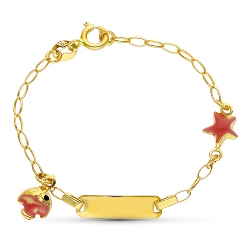 [P26001163] 18K ESCLAVA ORO AMARILLO PEZ Y ESTRELLA 13 CM