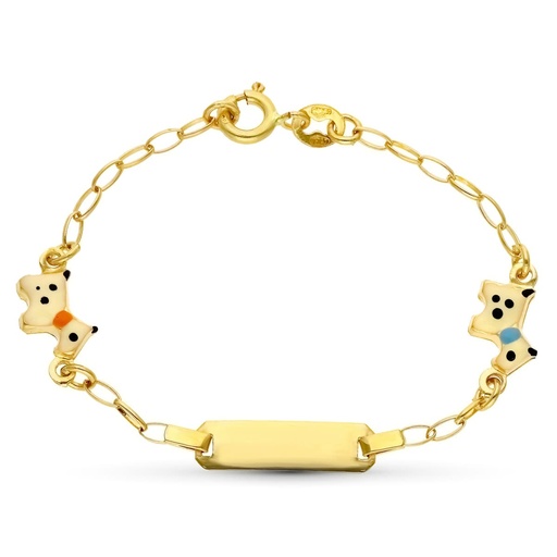 [P26001198] 18K ESCLAVA ORO AMARILLO PERRITOS. 13.5 CM