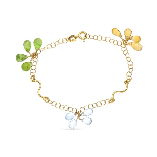 [P26001208] 18K PULSERA ORO AMARILLO PIEDRAS COLORES.