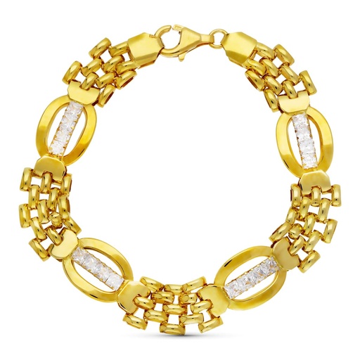 [P26001213] 18K PULSERA ORO AMARILLO PANTER Y CIRCONITAS