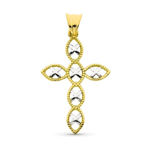 [P26001257] 18K CRUZ ORO BICOLOR 36X23 MM