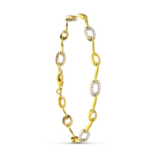 [P26001269] 18K PULSERA ORO BICOLOR CIRCONITAS
