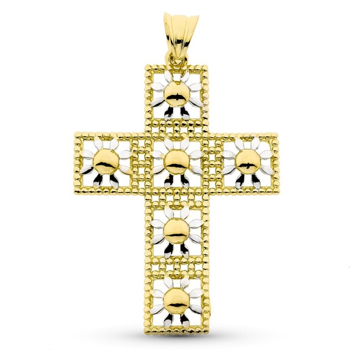 [P26001274] 18K CRUZ ORO BICOLOR 45X31 MM
