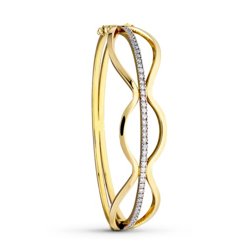 [P26001285] 18K PULSERA RIGIDA ORO BICOLOR CIRCONITAS