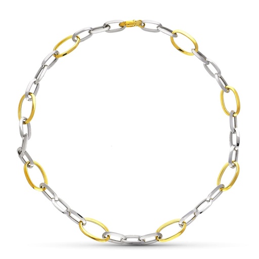 [P26001291] 18K GARGANTILA ORO BICOLOR COLLAR ESLABONES HUECOS 43CM