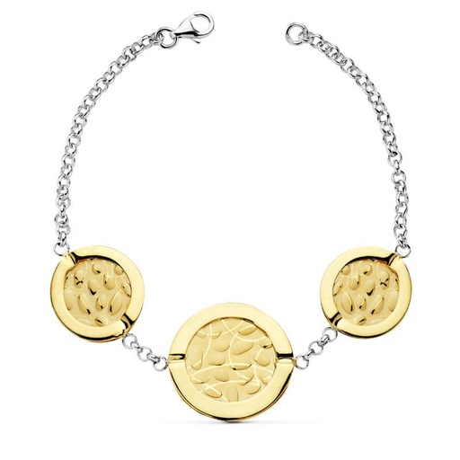 [P26001296] 18K PULSERA BICOLOR LASER 19.5CM